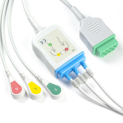 GE Marquette 2021141-002 2001292-001 Kable i przewody EKG 3 odprowadzenia Złącze IEC snap 11pin Kabel EKG