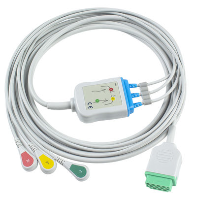 GE Marquette 2021141-002 2001292-001 Kable i przewody EKG 3 odprowadzenia Złącze IEC snap 11pin Kabel EKG