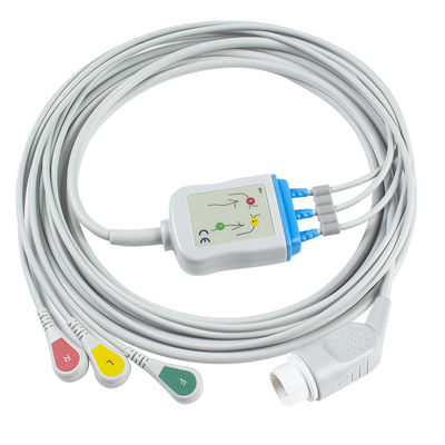 P-Hilips Kable i przewody EKG dla dorosłych 8-stykowy 3-odprowadzeniowy kabel EKG zatrzaskowy