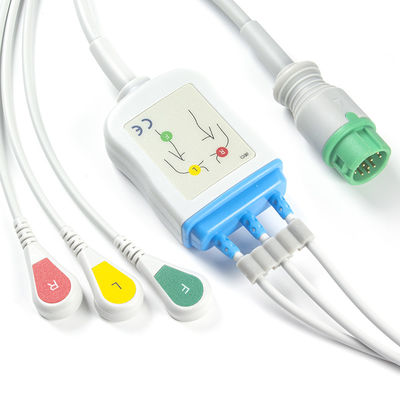 Mindray Datascope 040-000966-00 EA6232A Kable i przewody EKG Złącze 12-stykowe Kabel EKG 3 odprowadzenia IEC snap