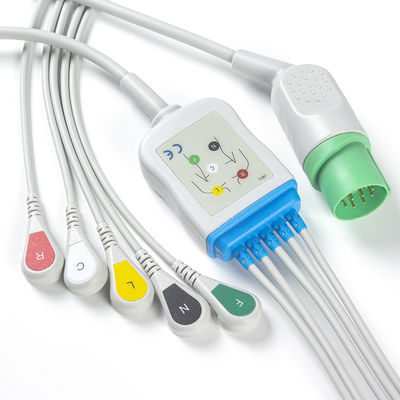 Nihon Kohden TEC-7631C Kable i przewody EKG Złącze 11-stykowe Kabel EKG 5 odprowadzeń IEC Snap