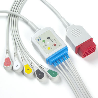 Bionet Nowy BM3 BM5 BM7 5 odprowadzeń Kable EKG i odprowadzenia Snap Kabel EKG IEC 12 pin