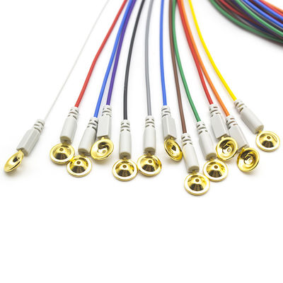 Elektrody EEG Din 1.5 pokryte złotem Kolorowe elektrody EEG 1,5 metrów 10 sztuk na zestaw