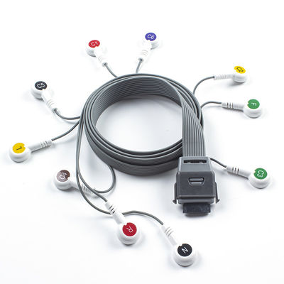 Szary 10 Ołów EKG Holter Kabel Kompatybilny z Edan Biomedical Instrument IEC Snap