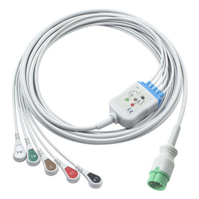 Szary Kompatybilny IVY 5Lead Kabel EKG AHA Snap 1m 3,0 średnicy