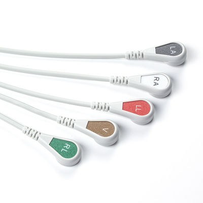 Szary Kompatybilny IVY 5Lead Kabel EKG AHA Snap 1m 3,0 średnicy
