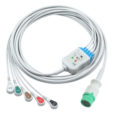 Emtel Fx2000 Kable EKG i przewody ołowiowe 12pin Connector Kabel EKG 3 5 Lead IEC AHA Snap Grabber Clip