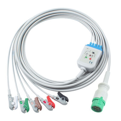 Emtel Fx2000 Kable EKG i przewody ołowiowe 12pin Connector Kabel EKG 3 5 Lead IEC AHA Snap Grabber Clip