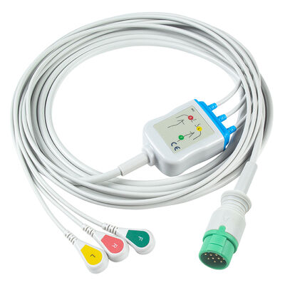 Emtel Fx2000 Kable EKG i przewody ołowiowe 12pin Connector Kabel EKG 3 5 Lead IEC AHA Snap Grabber Clip