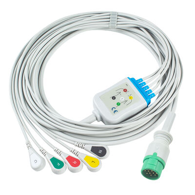 Emtel Fx2000 Kable EKG i przewody ołowiowe 12pin Connector Kabel EKG 3 5 Lead IEC AHA Snap Grabber Clip