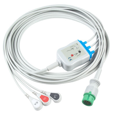 Ecomed Kable EKG i przewody ołowiowe 12pin Connector Kabel EKG 3 5 Lead IEC AHA Snap Grabber Clip