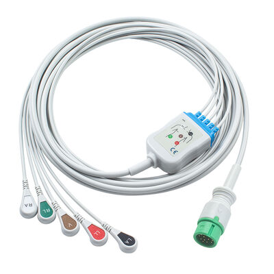 Ecomed Kable EKG i przewody ołowiowe 12pin Connector Kabel EKG 3 5 Lead IEC AHA Snap Grabber Clip