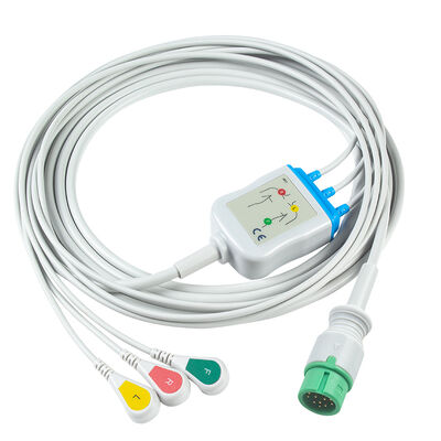Ecomed Kable EKG i przewody ołowiowe 12pin Connector Kabel EKG 3 5 Lead IEC AHA Snap Grabber Clip