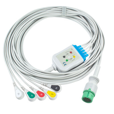 Ecomed Kable EKG i przewody ołowiowe 12pin Connector Kabel EKG 3 5 Lead IEC AHA Snap Grabber Clip