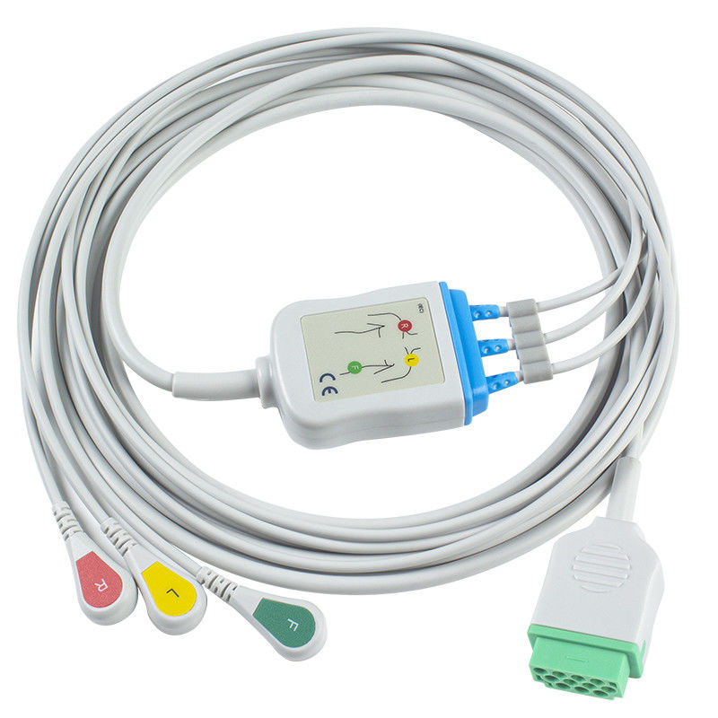 GE Marquette 2021141-002 2001292-001 Kable i przewody EKG 3 odprowadzenia Złącze IEC snap 11pin Kabel EKG