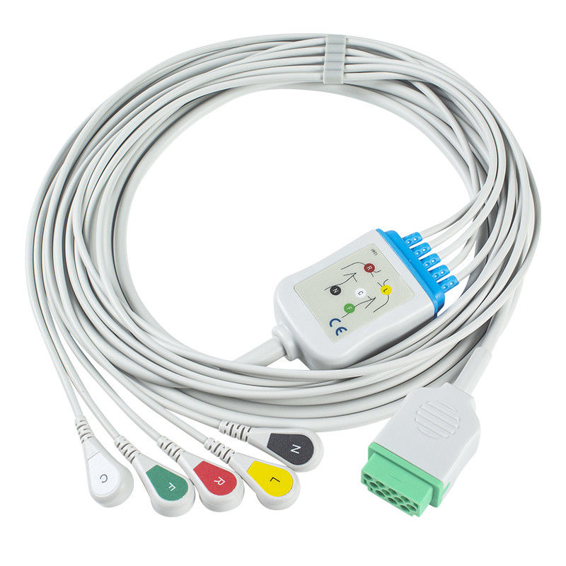 GE Marquette CBM-05NA-10AS-0001 Kable i przewody EKG 5 odprowadzeń IEC snap 11pin Złącze Kabel EKG