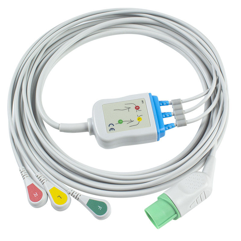 Mindray Datascope 040-000966-00 EA6232A Kable i przewody EKG Złącze 12-stykowe Kabel EKG 3 odprowadzenia IEC snap