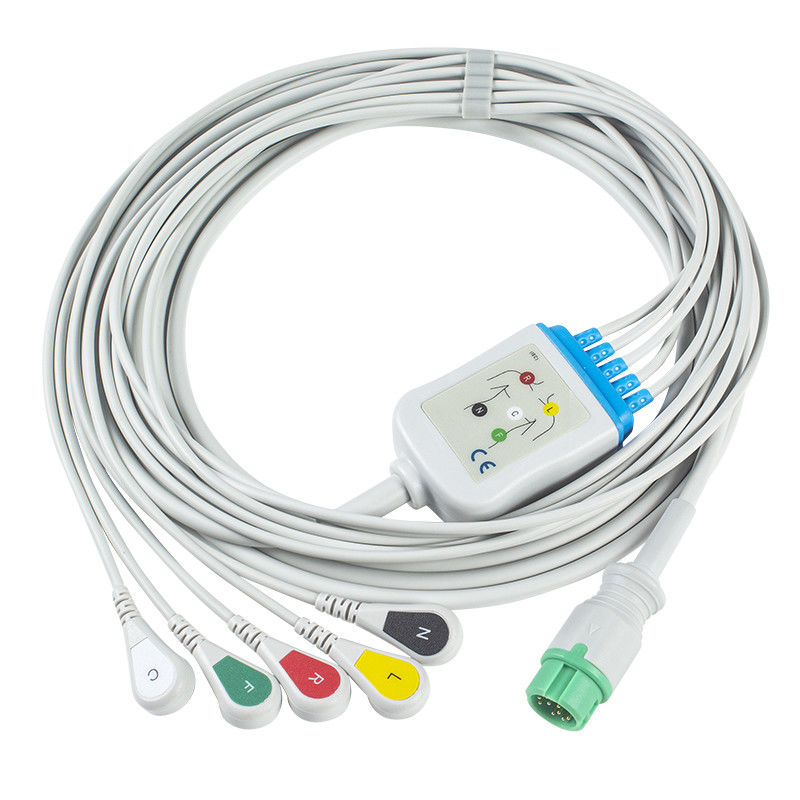 Mindray Datascope 040-000963-00 EA6252B Kable i przewody EKG Złącze 12-stykowe Kabel EKG 5 odprowadzeń IEC snap