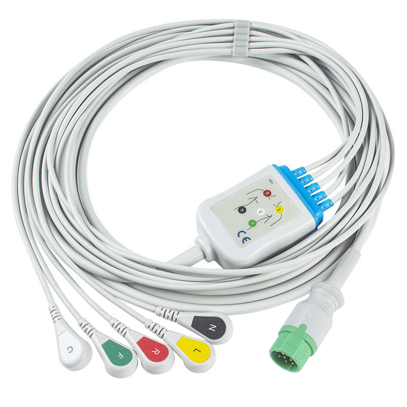 Mennen kabel EKG i Leadwires 5 odprowadzeń IEC Clip 12-pinowe złącze kabla EKG