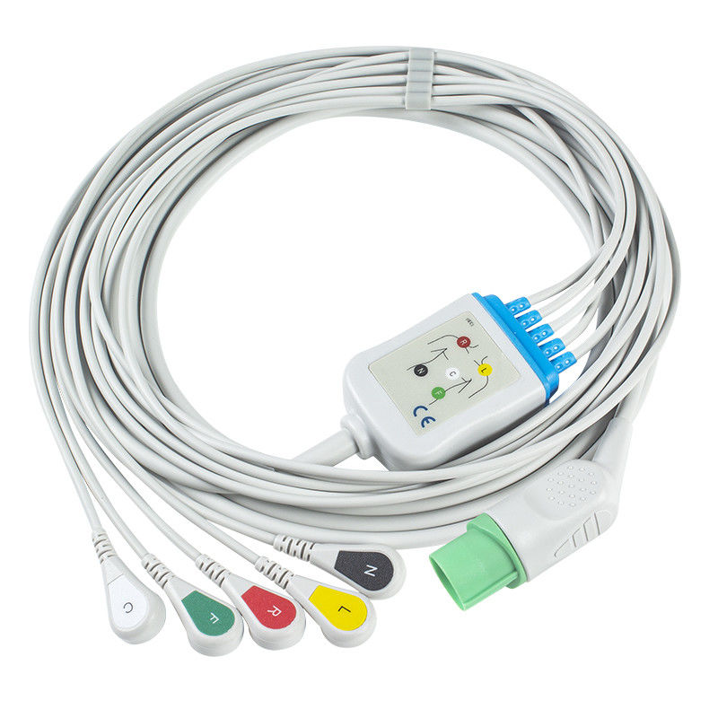 Nihon Kohden TEC-7631C Kable i przewody EKG Złącze 11-stykowe Kabel EKG 5 odprowadzeń IEC Snap