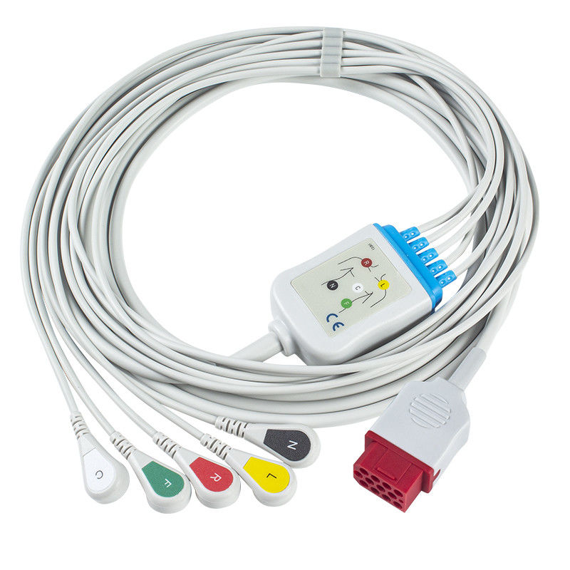 Bionet Nowy BM3 BM5 BM7 5 odprowadzeń Kable EKG i odprowadzenia Snap Kabel EKG IEC 12 pin