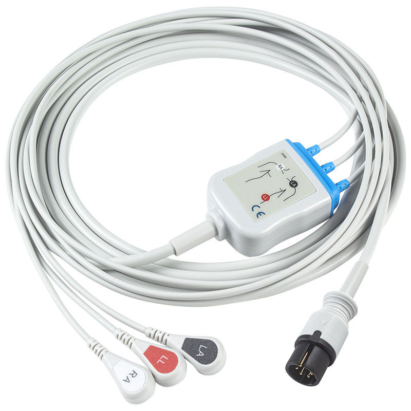 Edan Kompatybilny kabel EKG z bezpośrednim połączeniem i przewody wiodące 6pin Universal AAMI 3Lead AHA Snap