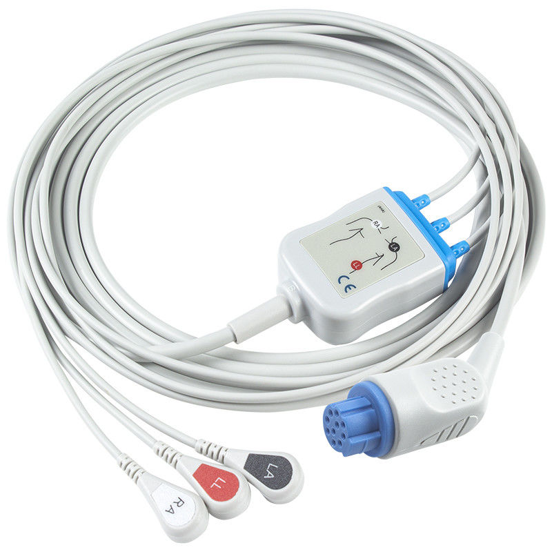 Dla Datex Ohmeda Kompatybilny kabel EKG z bezpośrednim połączeniem i przewody przewodne 3Lead AHA Snap