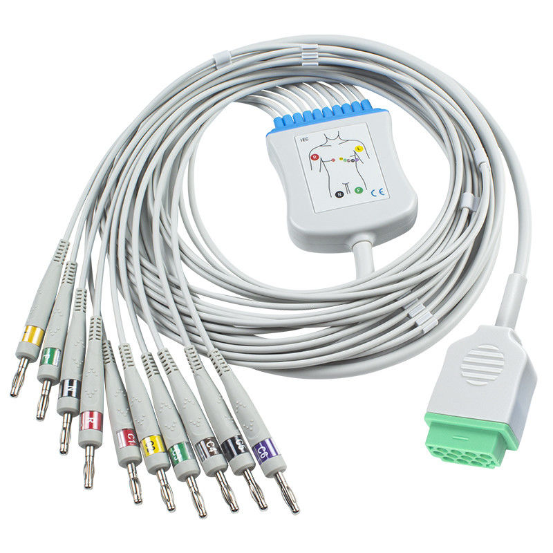 GE Healtcare Marquette 10-odprowadzeniowy kabel EKG do modułu Cath-Lab Dash Eagle Mac Lab PDM SOLAR IEC Banana 4.0
