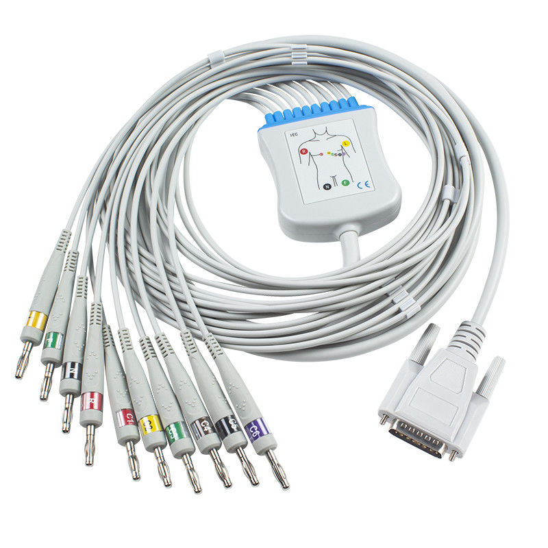 Kabel bagażnika Nihon Kohden Ekg BA-902D ECG-FD07 ECG-9010K Leadwires 15 pinów IEC Banana 4.0