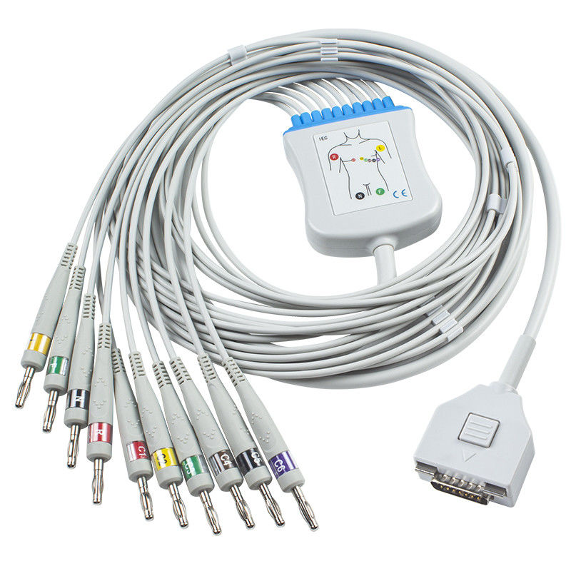 Kabel Fukuda ME EKG KP-500 KP-500D Cardisuny EKG kabel monitora pacjenta 10 odprowadzeń przewody złącze IEC Banana 4.0