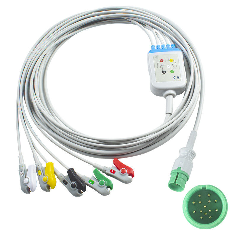 Promed PM-12 PM-12C PM-12D Kable EKG i przewody ołowiowe 14pin Connector ECG Cable 3 Lead IEC snap