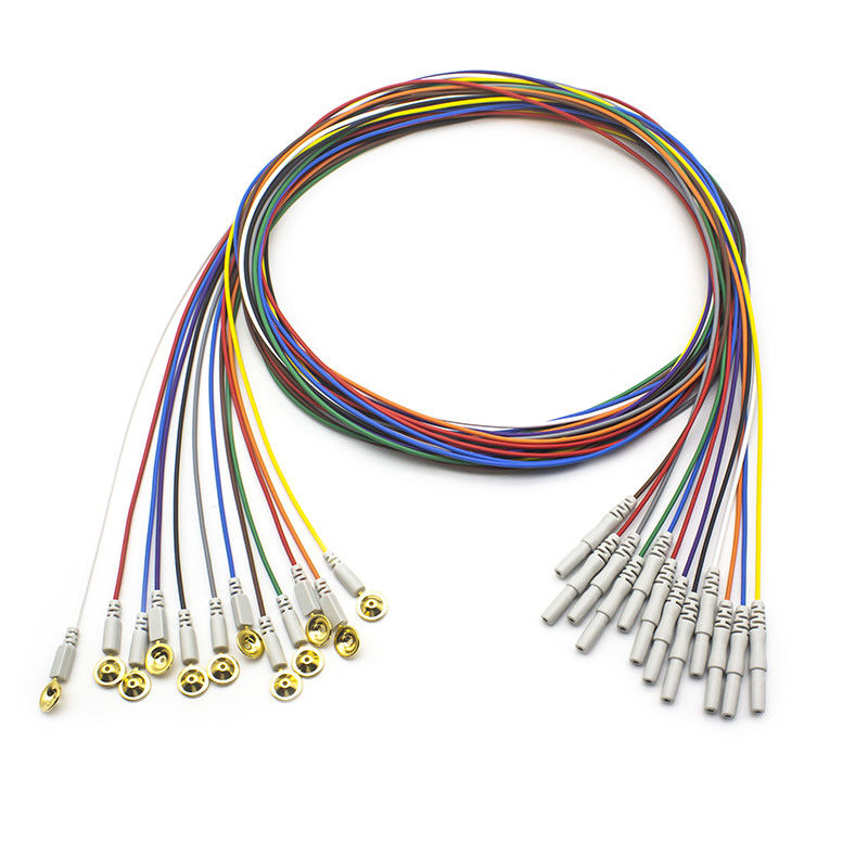 Elektrody EEG Din 1.5 pokryte złotem Kolorowe elektrody EEG 1,5 metrów 10 sztuk na zestaw