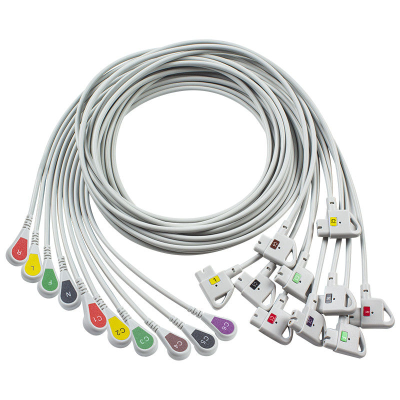 Kompatybilny P-Hilips Trim 10Lead Kabel EKG IEC Snap dla PageWriter Trim I, PageWriter Trim II