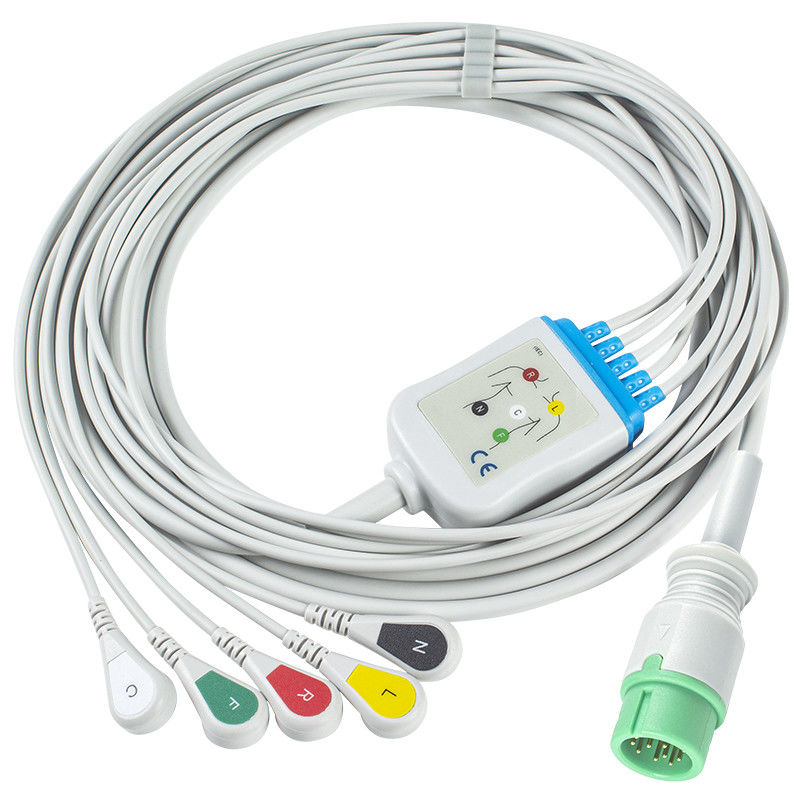 Kompatybilny kabel EKG 5 przewodów dla Medetec Monitor serca EKG Anglia IEC Snap
