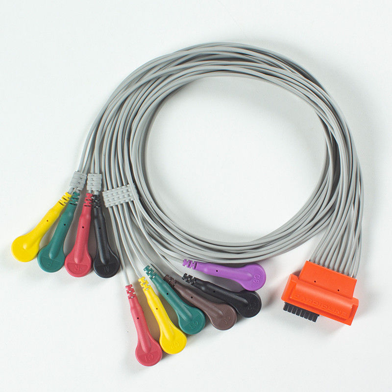 Kompatybilny kardiolityny dotykowy EKG 10Lead Kabel EKG IEC Snap z szary i pomarańczowy TPU