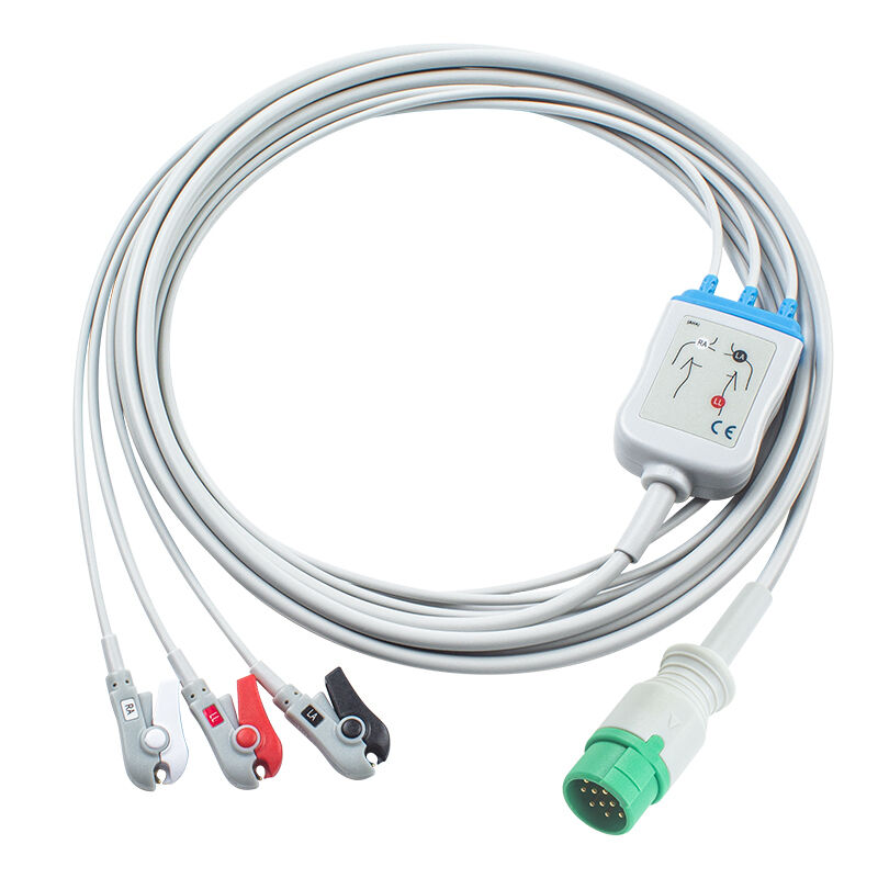 Emtel Fx2000 Kable EKG i przewody ołowiowe 12pin Connector Kabel EKG 3 5 Lead IEC AHA Snap Grabber Clip