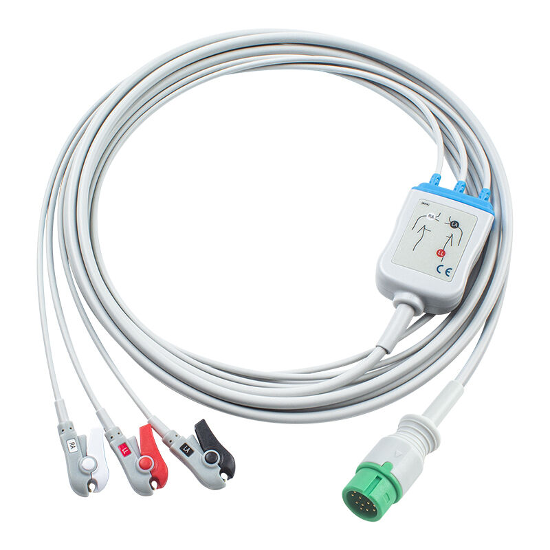 Ecomed Kable EKG i przewody ołowiowe 12pin Connector Kabel EKG 3 5 Lead IEC AHA Snap Grabber Clip