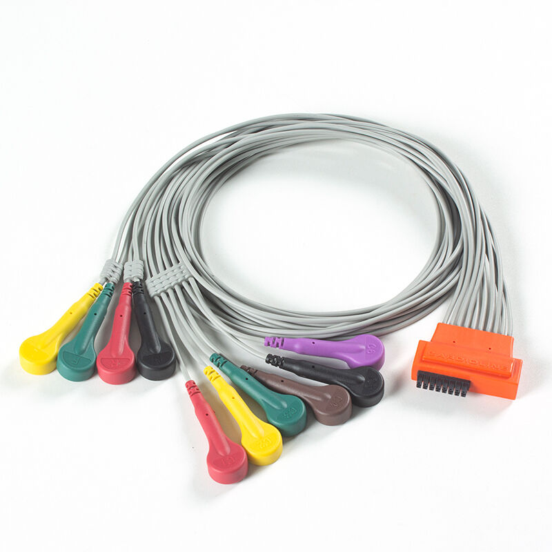 Kompatybilny kabel EKG Cardioline TouchECG HD+ 10 Lead Holter z materiałem TPU i kolorowym kodem IEC