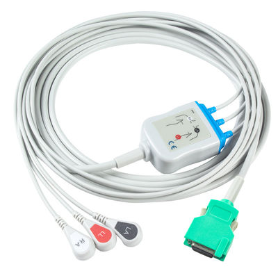 Dla Nihon Kohden Kompatybilny kabel EKG z bezpośrednim połączeniem i przewody ołowiowe 3Lead AHA Snap