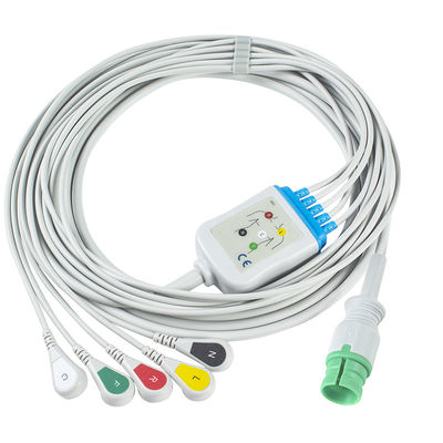 Kable EKG z jednego kawałka i przewody przewodne 14Pin Kabel EKG 5-kanałowy Kabel EKG